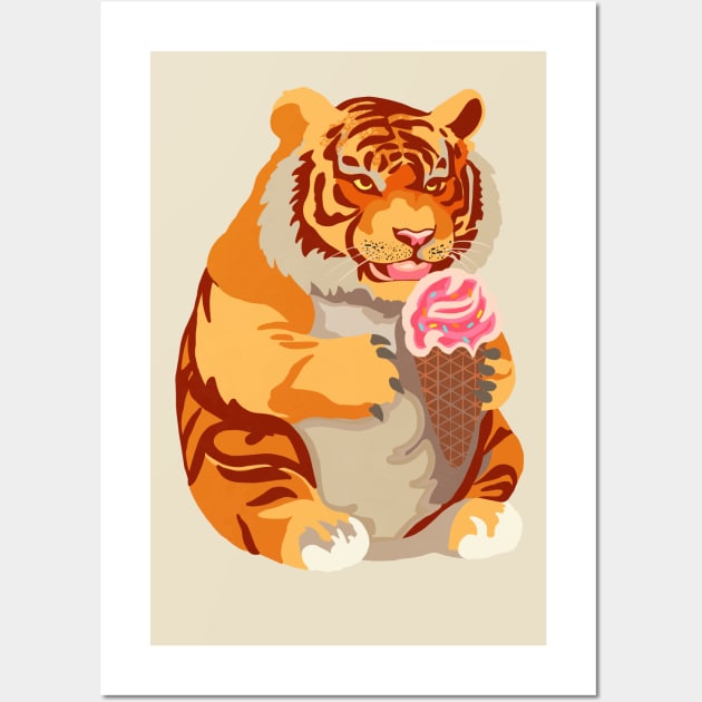 Chubby Tigers Love Parties and Icecream Wall Art by jen28